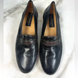 Ralph Harrison Classic Collection Men's Black Leather Slip On Loafers, Sz 13