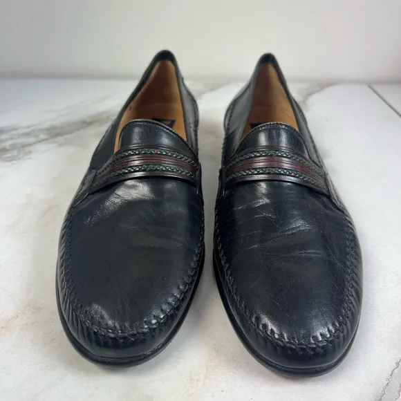 Ralph Harrison Classic Collection Men's Black Leather Slip On Loafers, Sz 13