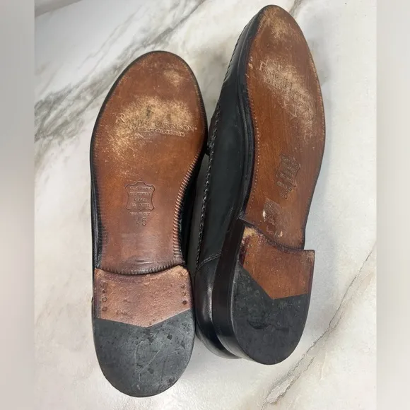 Ralph Harrison Classic Collection Men's Black Leather Slip On Loafers, Sz 13
