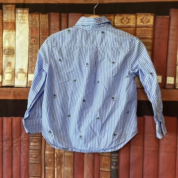 Ralph Lauren Button‎ down Shirt pinstripe with Embroidered High top sneaker