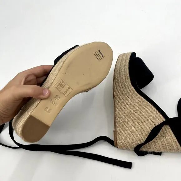 Raye 8.5 Black Wedge lace up espadrilles
