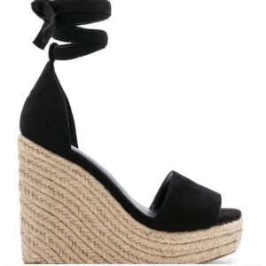 Raye 8.5 Black Wedge lace up espadrilles