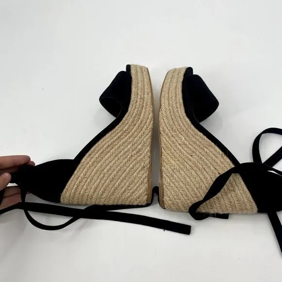 Raye 8.5 Black Wedge lace up espadrilles