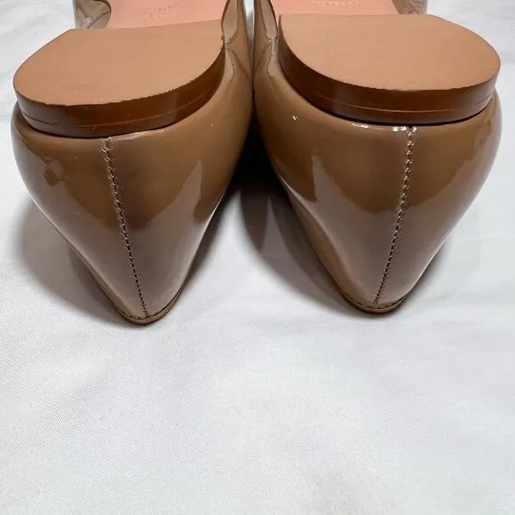 Rebecca Allen The Skim Flat Nude Patent Leather Pointed Toe Ballet Shoe Size 10