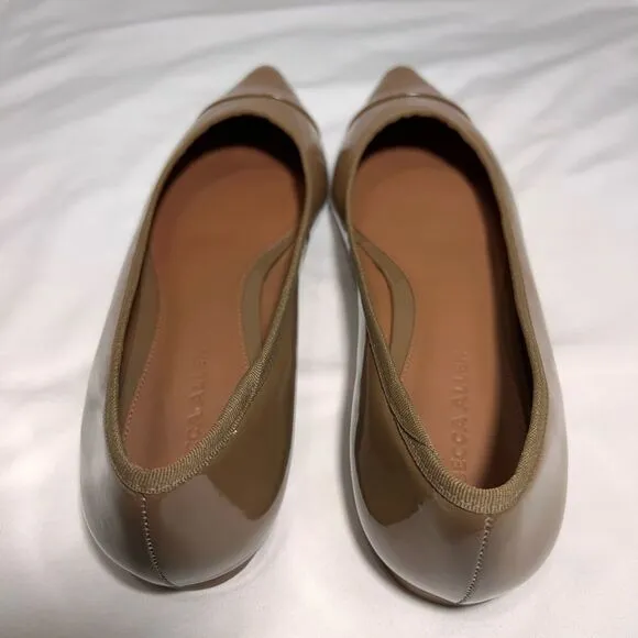 Rebecca Allen The Skim Flat Nude Patent Leather Pointed Toe Ballet Shoe Size 10