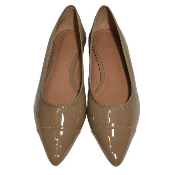 Rebecca Allen The Skim Flat Nude Patent Leather Pointed Toe Ballet Shoe Size 10