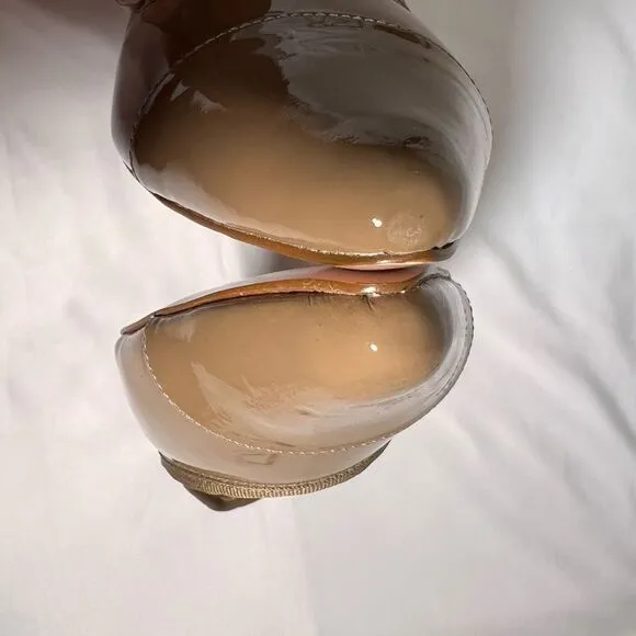 Rebecca Allen The Skim Flat Nude Patent Leather Pointed Toe Ballet Shoe Size 10