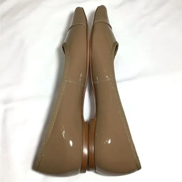 Rebecca Allen The Skim Flat Nude Patent Leather Pointed Toe Ballet Shoe Size 10