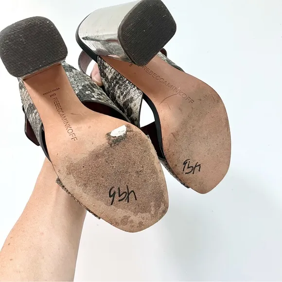 REBECCA MINKOFF Pina Snake Embossed Sandals Sz 6 Heels Strappy