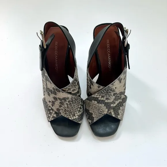 REBECCA MINKOFF Pina Snake Embossed Sandals Sz 6 Heels Strappy