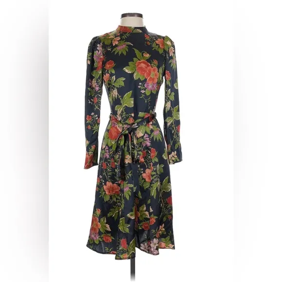 REFORMATIONJulius Belted Floral Print Midi Dress