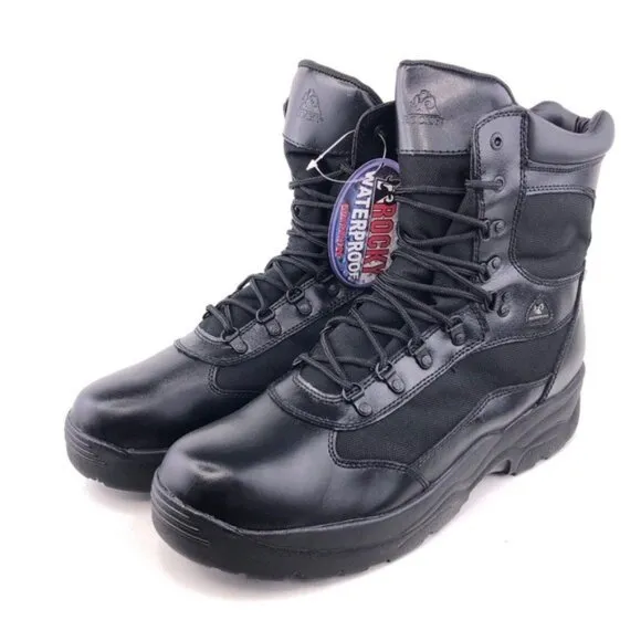 Rocky Fort Hood Waterproof Black Leather 8&quot; Tactical Boots 16M