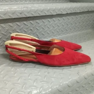 Rosetta Getty Suede Slingback Sandal Flats Red Size 40