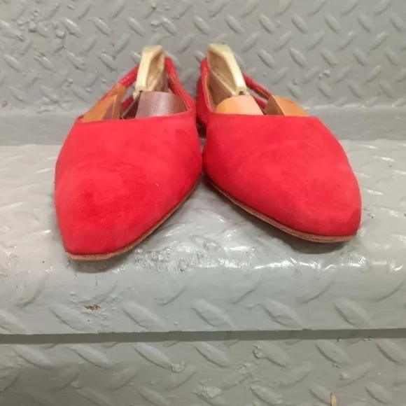 Rosetta Getty Suede Slingback Sandal Flats Red Size 40