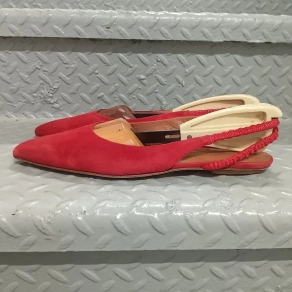 Rosetta Getty Suede Slingback Sandal Flats Red Size 40