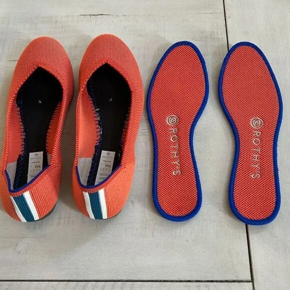ROTHYS Orange Knit Ballet Flats
