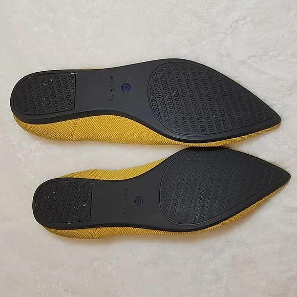 Rothy's  Preppy The Point Pointed Toe Ballet Flats Yellow Shoes Size 10.5