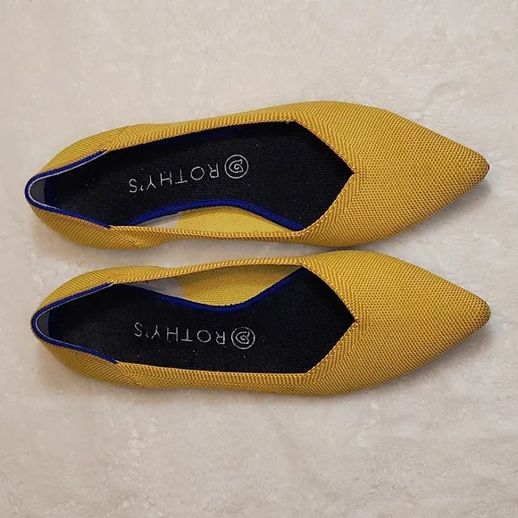 Rothy's  Preppy The Point Pointed Toe Ballet Flats Yellow Shoes Size 10.5