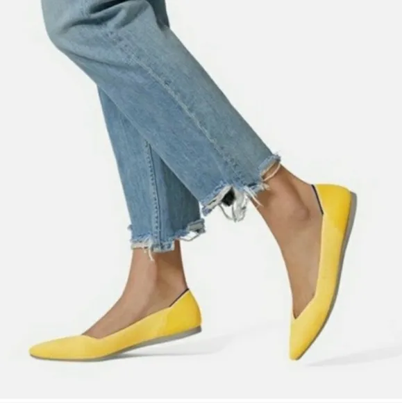 Rothy's  Preppy The Point Pointed Toe Ballet Flats Yellow Shoes Size 10.5