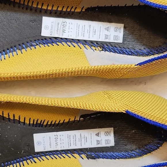 Rothy's  Preppy The Point Pointed Toe Ballet Flats Yellow Shoes Size 10.5