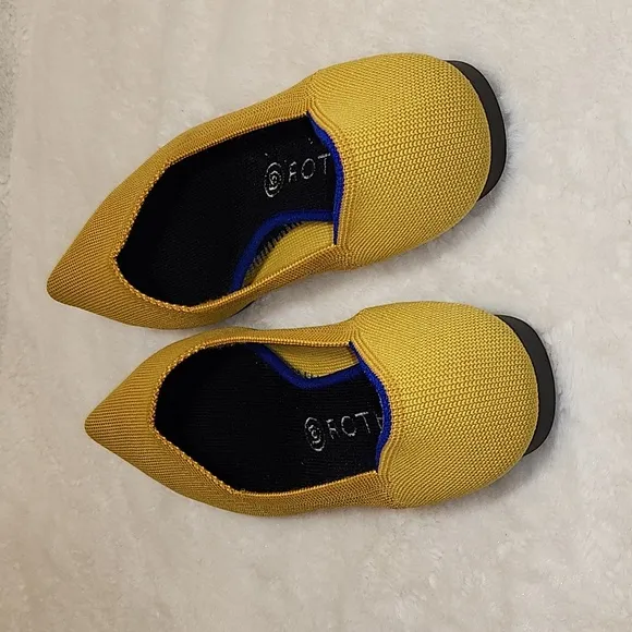 Rothy's  Preppy The Point Pointed Toe Ballet Flats Yellow Shoes Size 10.5