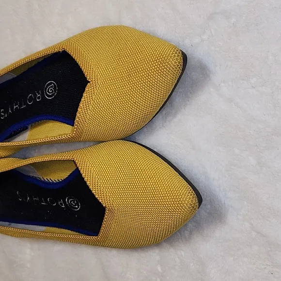 Rothy's  Preppy The Point Pointed Toe Ballet Flats Yellow Shoes Size 10.5