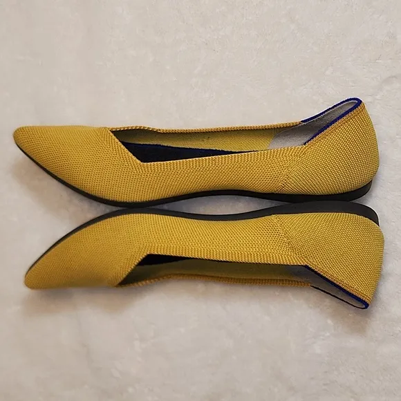 Rothy's  Preppy The Point Pointed Toe Ballet Flats Yellow Shoes Size 10.5