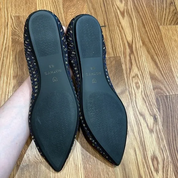 Rothy's The Bow Point Evening Metallic Knit Fabric Ballet Flats Women’s 8.5