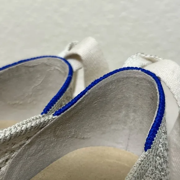Rothy’s The Espadrille in Diamond Metallic Cream Silver Size 7