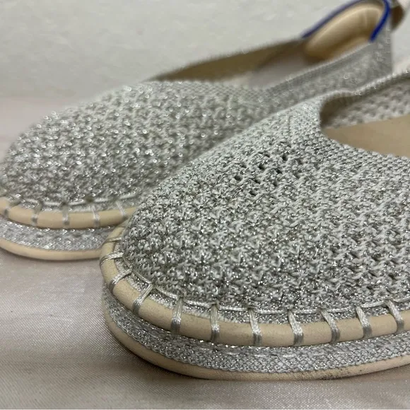 Rothy’s The Espadrille in Diamond Metallic Cream Silver Size 7