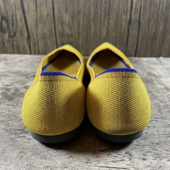 Rothy’s The Point Authentic Ballet Flats Marigold Yellow Knit Flats Size 8.5