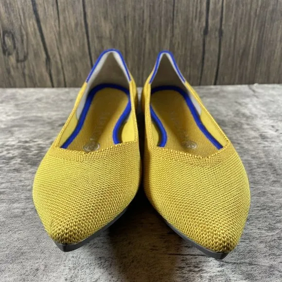 Rothy’s The Point Authentic Ballet Flats Marigold Yellow Knit Flats Size 8.5