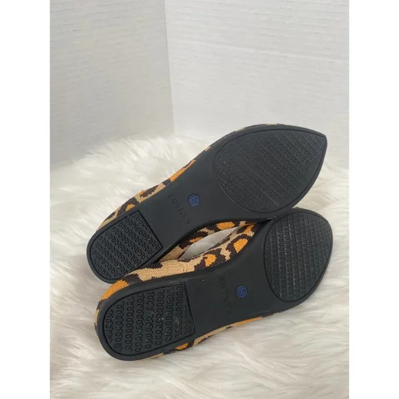 Rothy's The Point Big Cat Flats Pointed Toe Leopard Print Sz 7