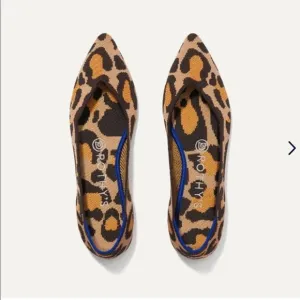 Rothy's The Point Big Cat Flats Pointed Toe Leopard Print Sz 7