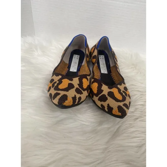 Rothy's The Point Big Cat Flats Pointed Toe Leopard Print Sz 7