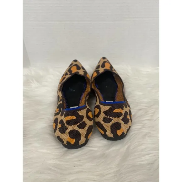 Rothy's The Point Big Cat Flats Pointed Toe Leopard Print Sz 7