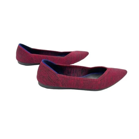 Rothys The Point Crimson Heather Red Blue Halo Pointed Toe Flats Womens Size 9