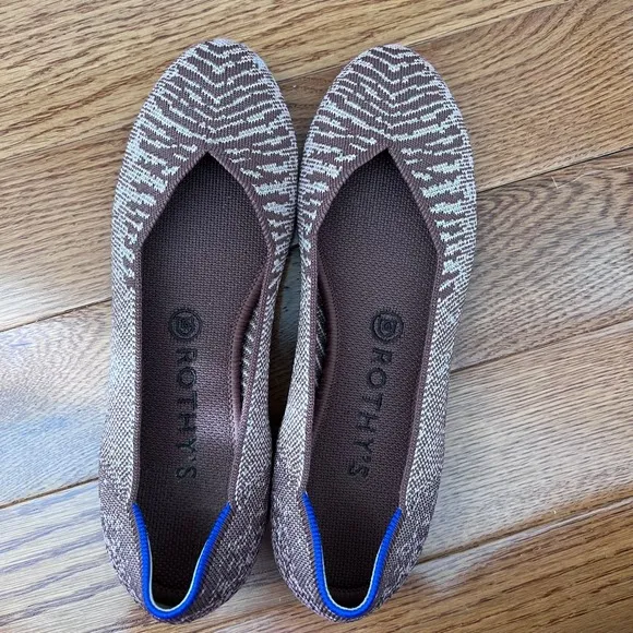 Rothy's The Point Flats Herringbone Knit Slip On Shoes Comfortable Size 8.5