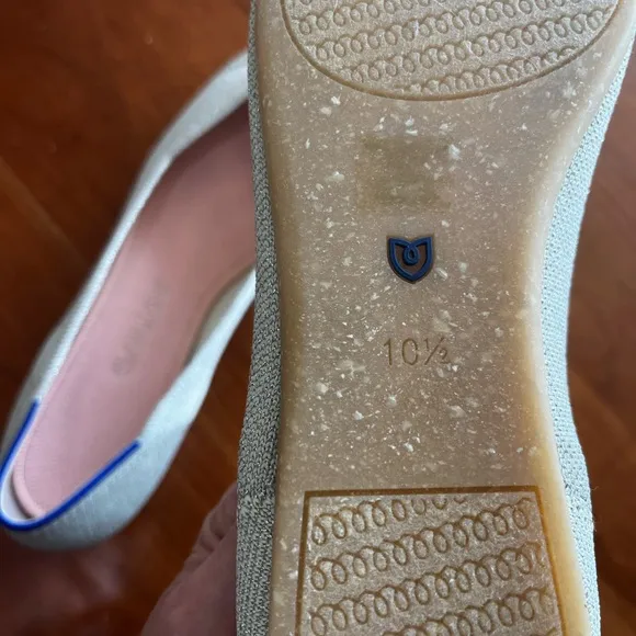 Rothy’s The Point Flats in Sand Beige with Blue Trim – Size 10.5 Shoes