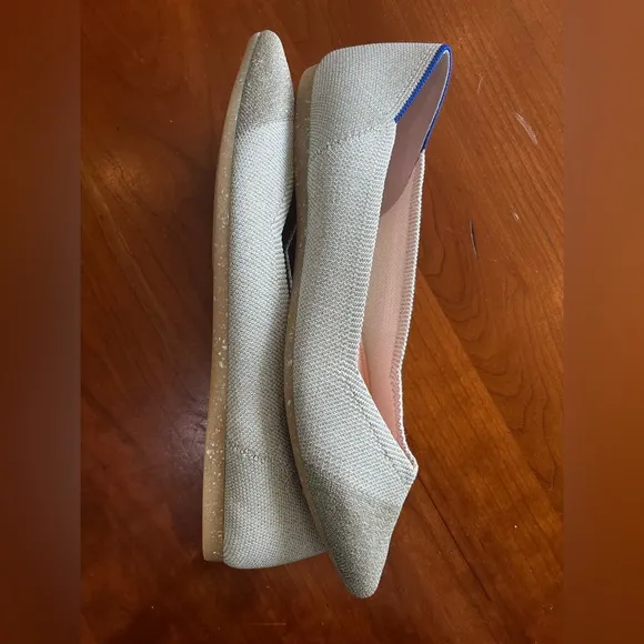 Rothy’s The Point Flats in Sand Beige with Blue Trim – Size 10.5 Shoes
