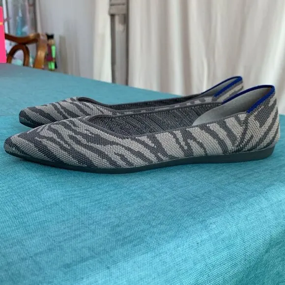 Rothy’s The Point Gray Zebra Pointed Ballet Flats Women’s 6