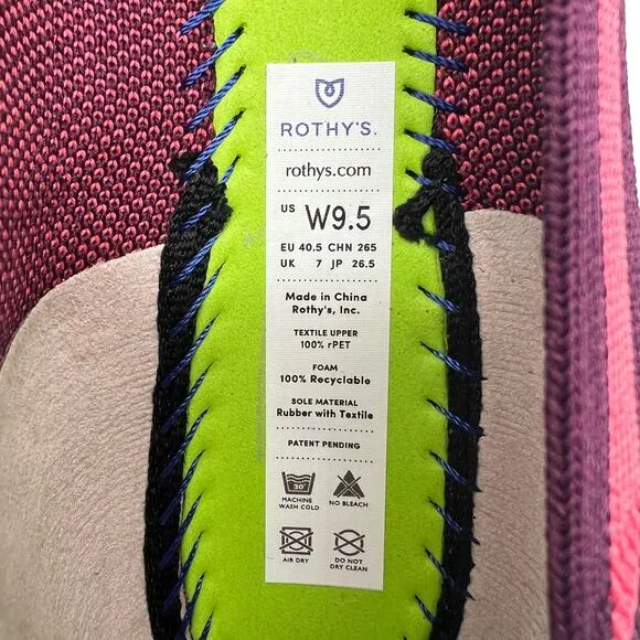 Rothy's The Point in Maroon Neon Stripe Size 9.5