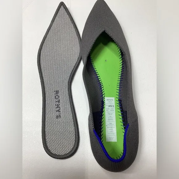 Rothy's The Point Women's Flats Pebble Gray Pointed Toe Size 9.5