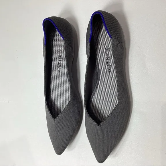 Rothy's The Point Women's Flats Pebble Gray Pointed Toe Size 9.5