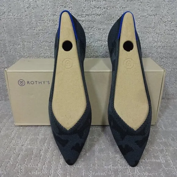 Rothy’s The Point Women's Size 7 US Gray Camo Slip On Pointed Toe Ballet Flats