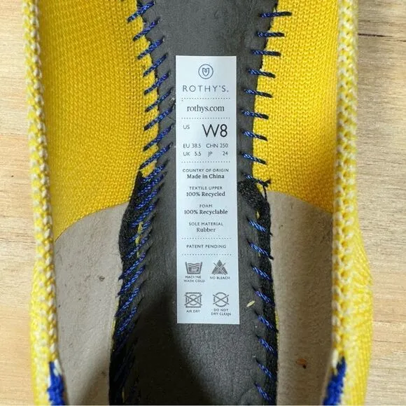 Rothy’s The Point Marigold Yellow Knit Flats Women’s Size 8