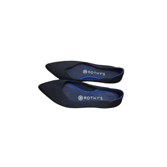 ROTHYS WOMEN  BLACK POINTED TOE BALLET FLATS SLIP ON SHOES SIZE 8.5