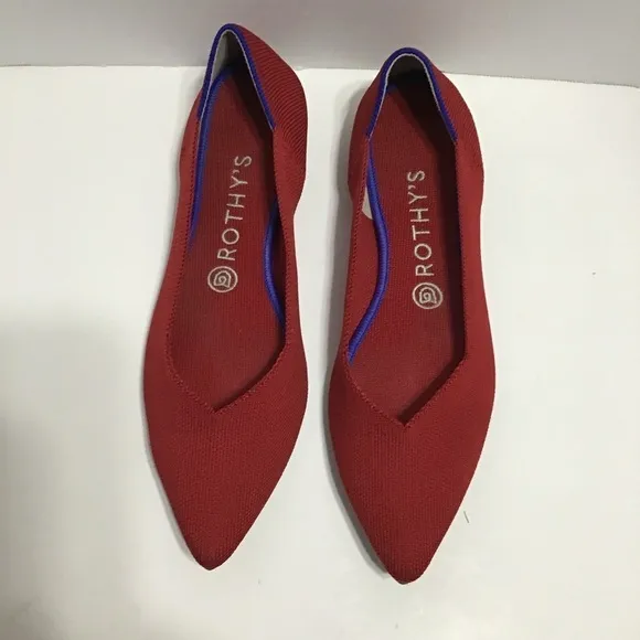 Rothy’s Womens Casual pointed toe Slip On Ballet flats chili red  size W9