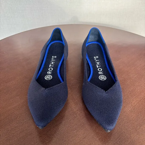 Rothy's Women’s The Point Maritime Navy Slip On Flats Ballet, Size 7