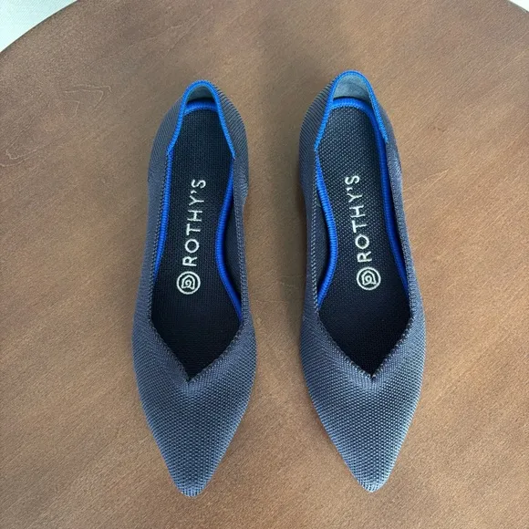 Rothy's Women’s The Point Maritime Navy Slip On Flats Ballet, Size 7